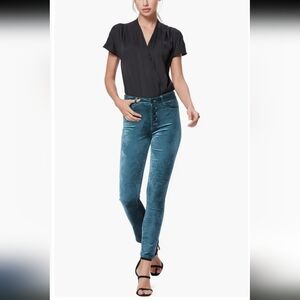 ✨ PAIGE Turquoise Velvet Straight Leg Pants. Size 31. EUC.
